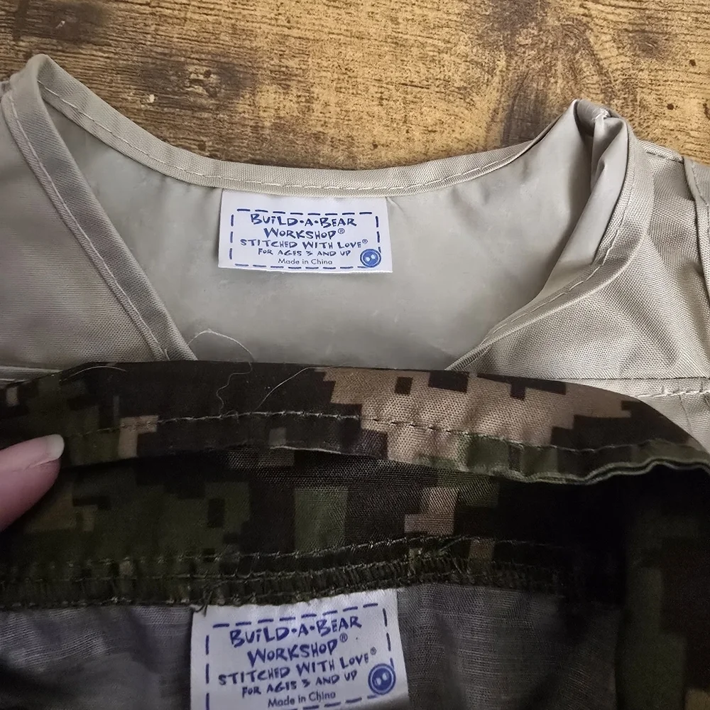 Build A Bear Workshop Camo Shirt and Khaki Vest Set
